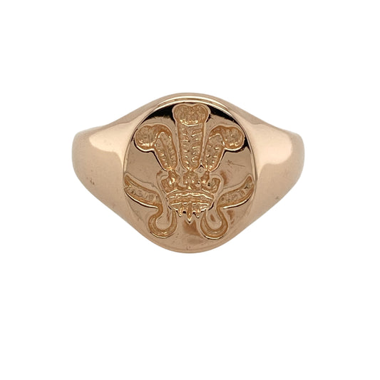 9ct Gold Welsh Three Feathers Signet Ring