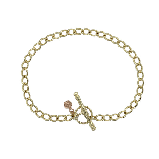 9ct Gold Clogau 8" Curb Charm T Bar Bracelet