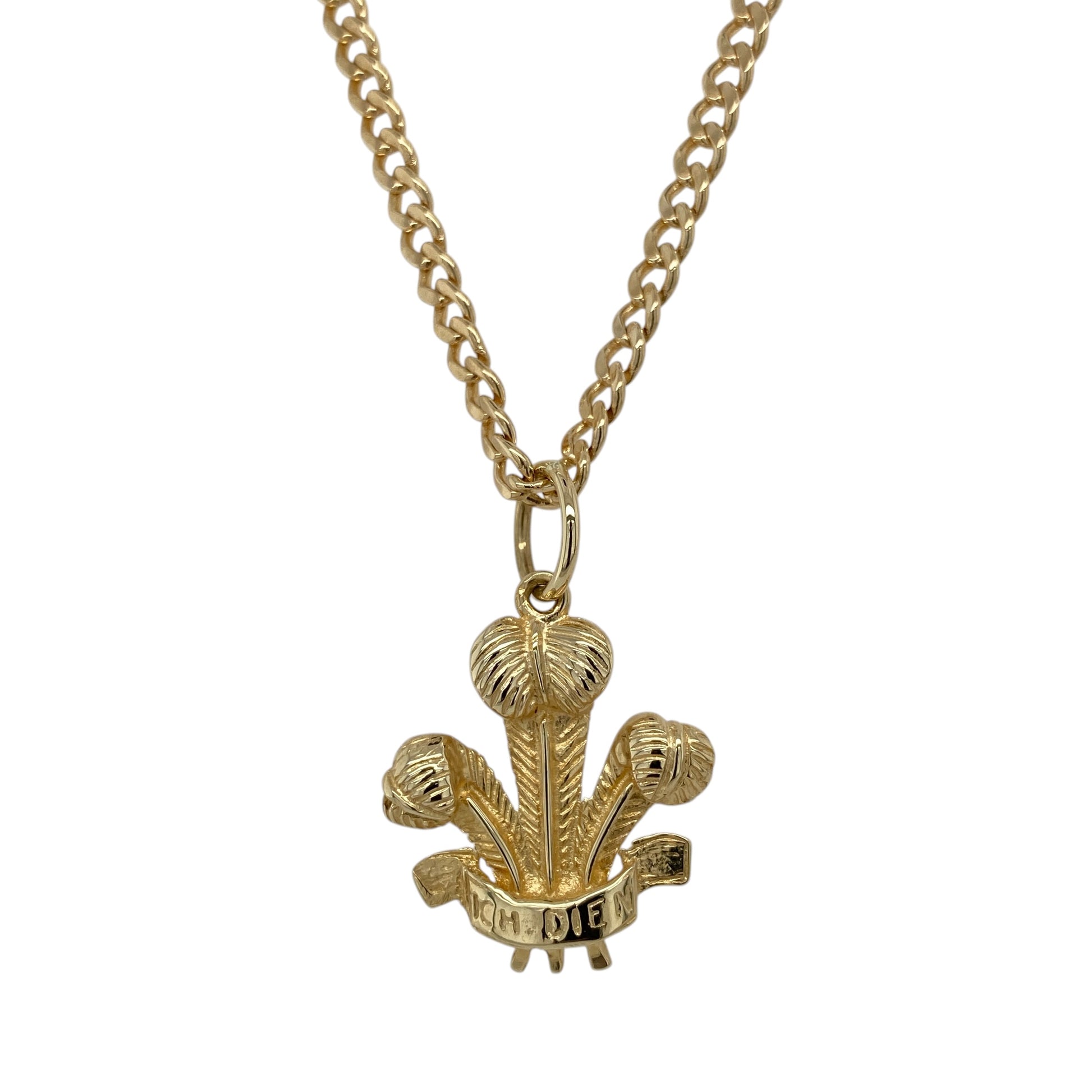 9ct Gold Welsh Three Feathers 22" Necklace