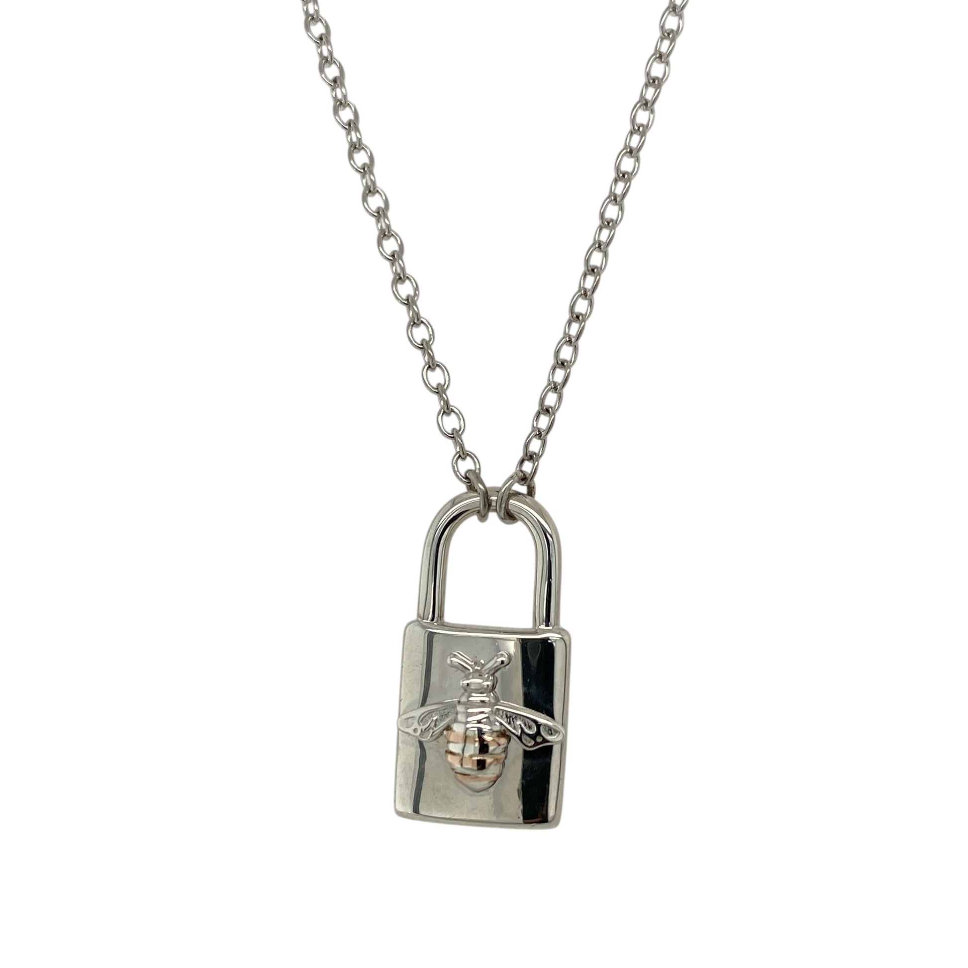 925 Silver Clogau Padlock Honey Bee 18" Necklace