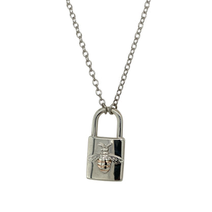 925 Silver Clogau Padlock Honey Bee 18" Necklace