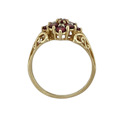 9ct Gold Diamond & Ruby Set Cluster Ring