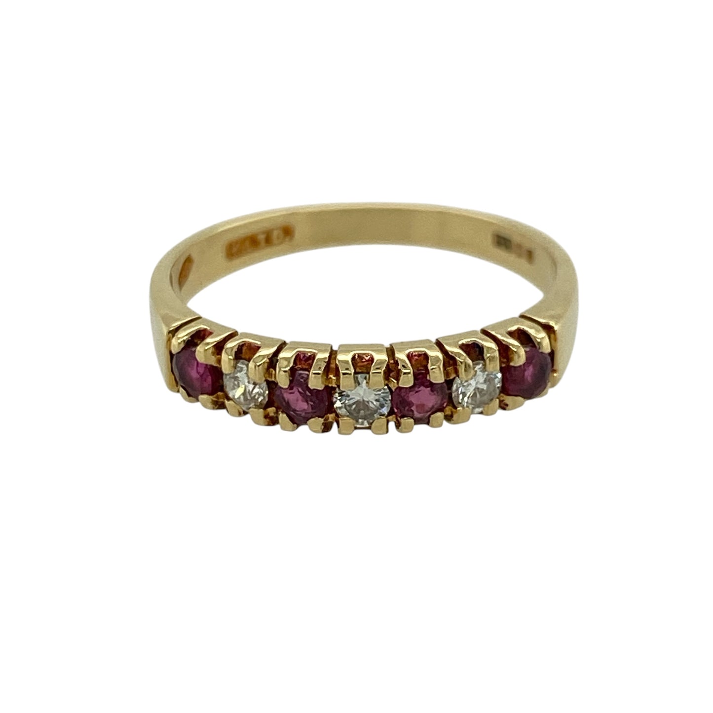 18ct Gold Diamond & Ruby Set Band Ring