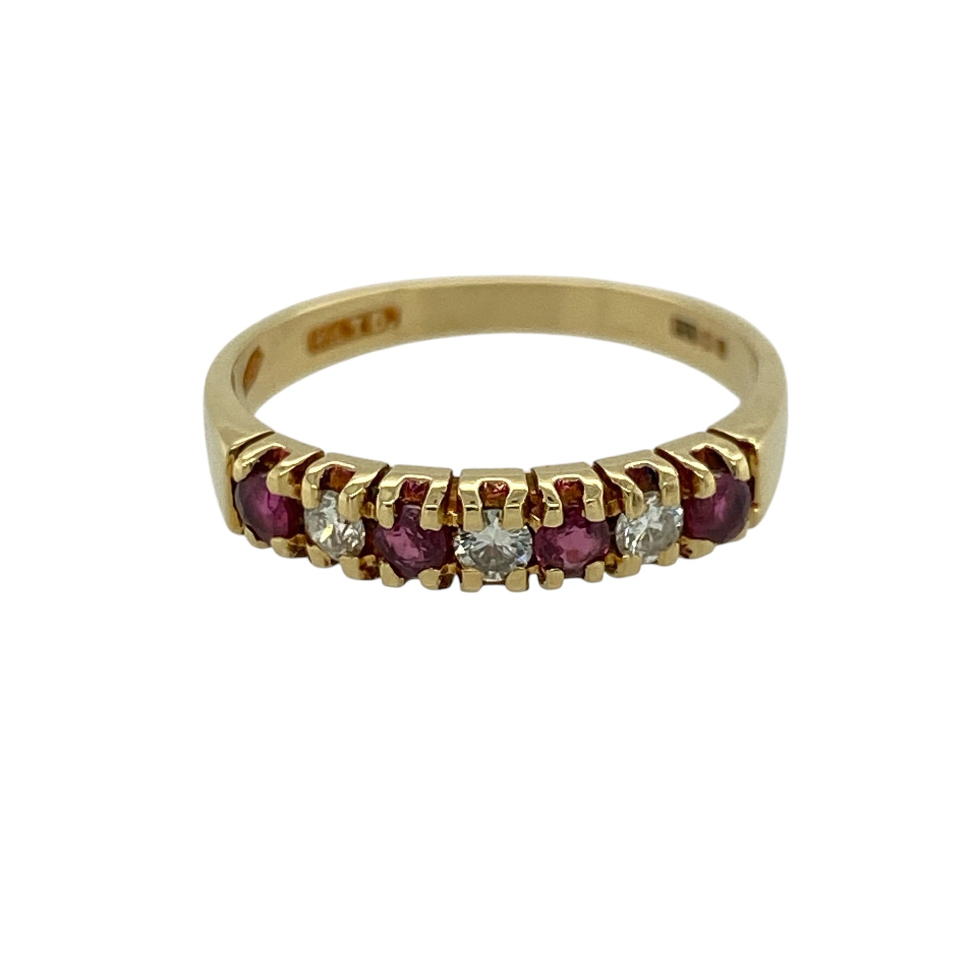 18ct Gold Diamond & Ruby Set Band Ring
