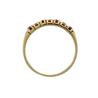 18ct Gold Diamond & Ruby Set Band Ring