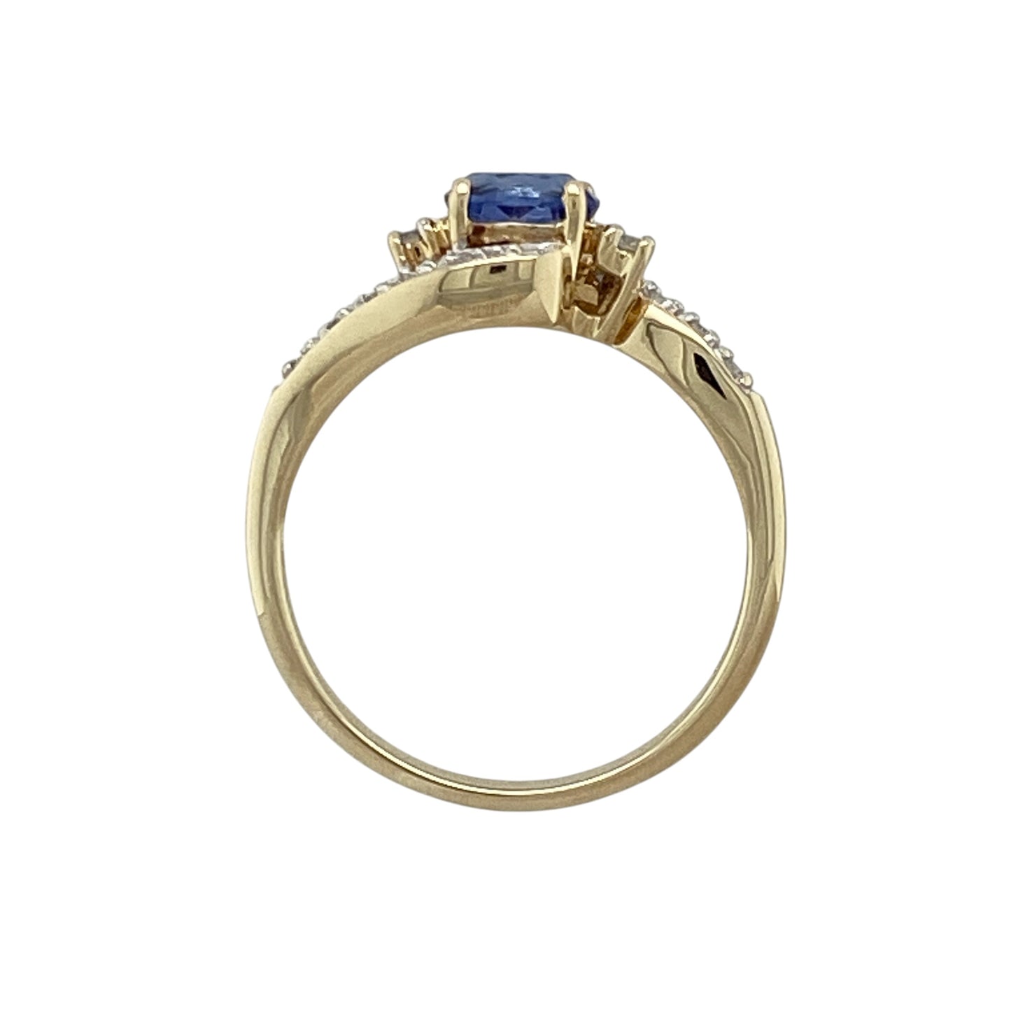 9ct Gold Diamond & Sapphire Set Twist Ring