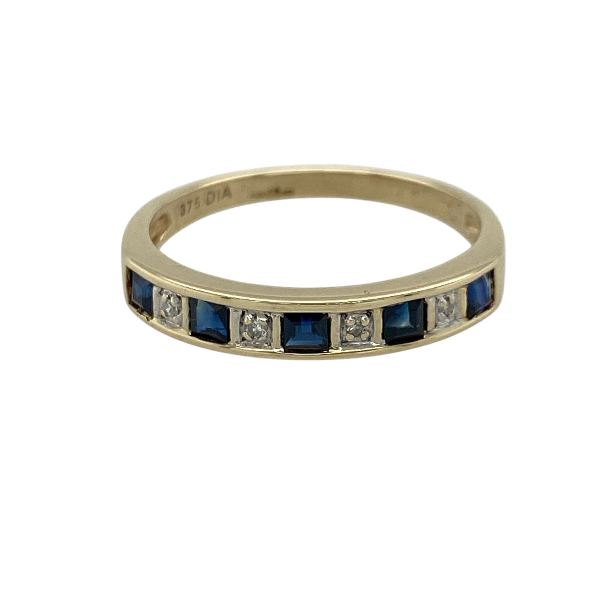 9ct Gold Diamond & Sapphire Set Band Ring