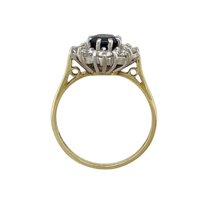 18ct Gold Diamond & Sapphire Set Flower Cluster Ring