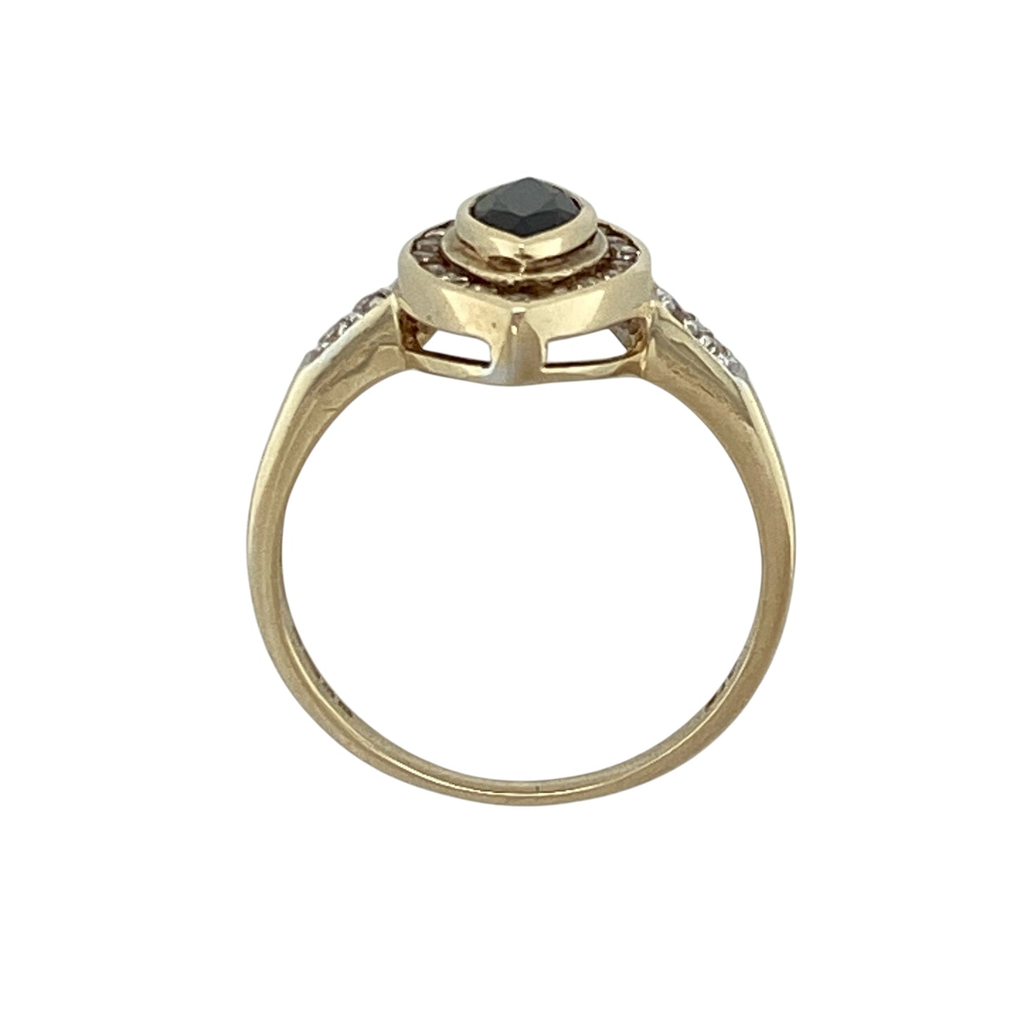 9ct Gold Diamond & Sapphire Set Marquise Cluster Ring