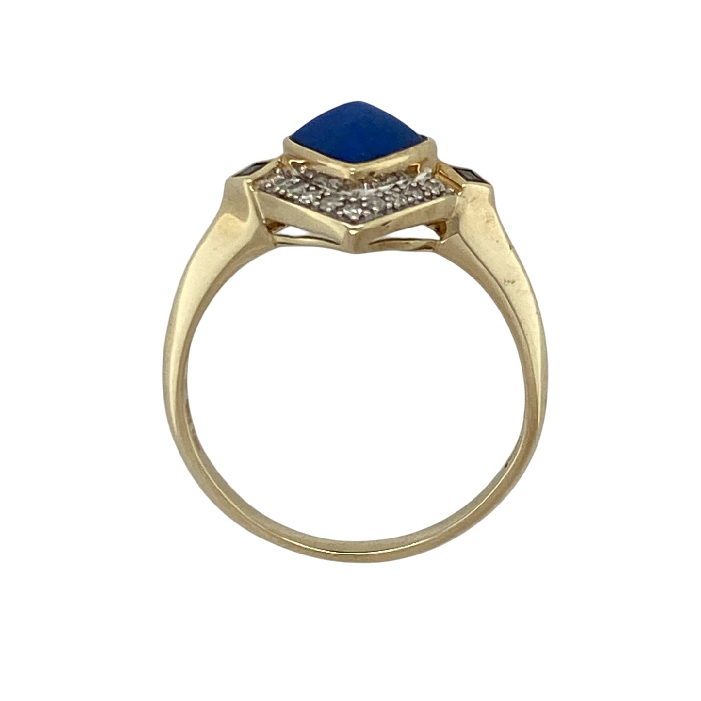 9ct Gold Diamond & Lapis Lazuli Set Ring