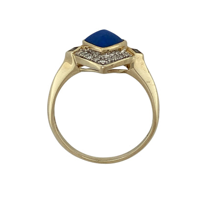 9ct Gold Diamond & Lapis Lazuli Set Ring