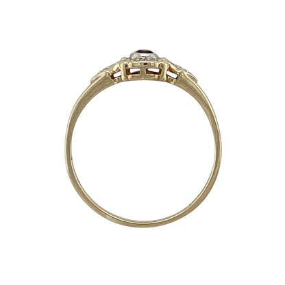 9ct Gold Diamond & Amethyst Set Cluster Ring