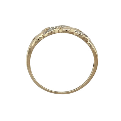 9ct Gold & Diamond Set Open Weave Band Ring