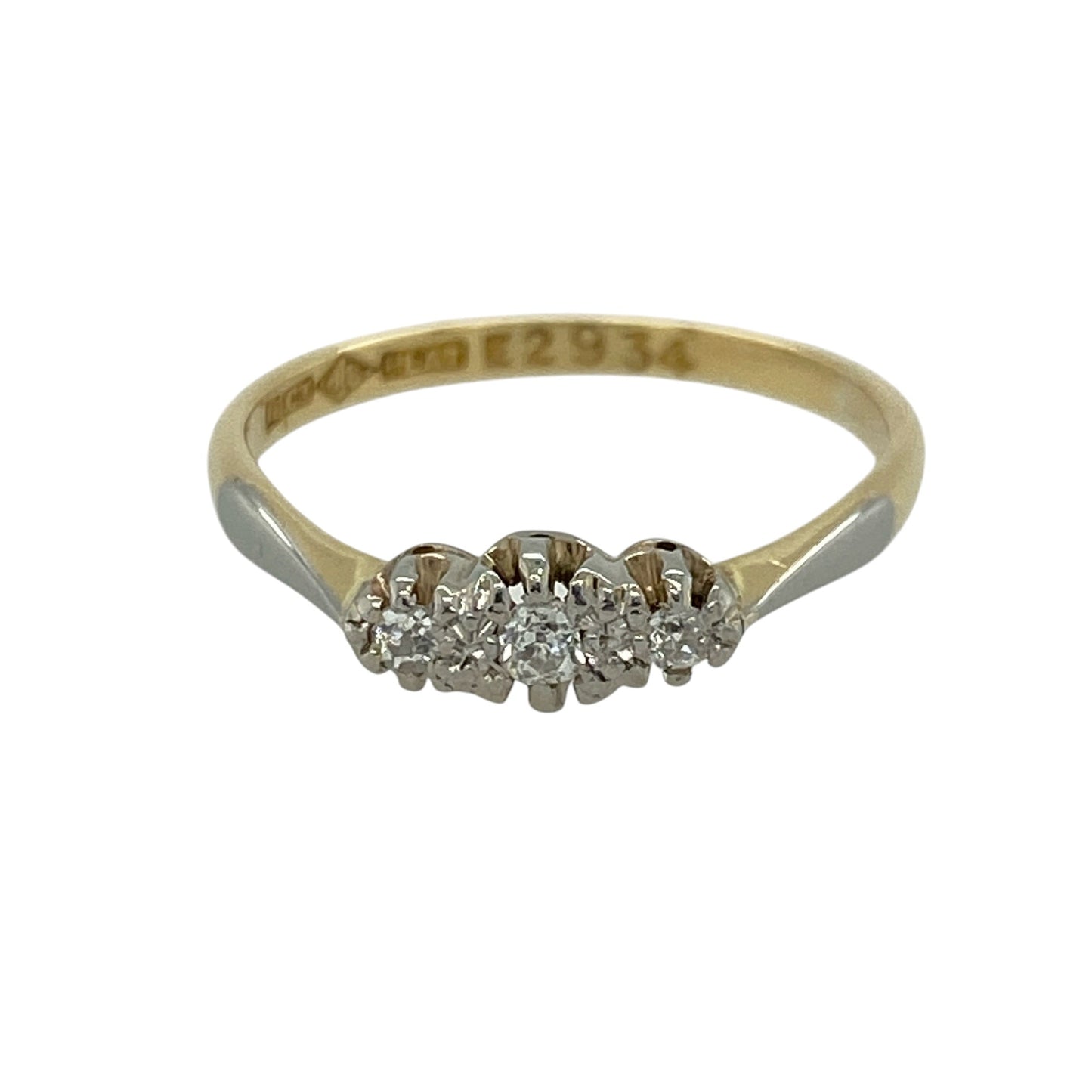 18ct Gold & Platinum Diamond Set Trilogy Ring