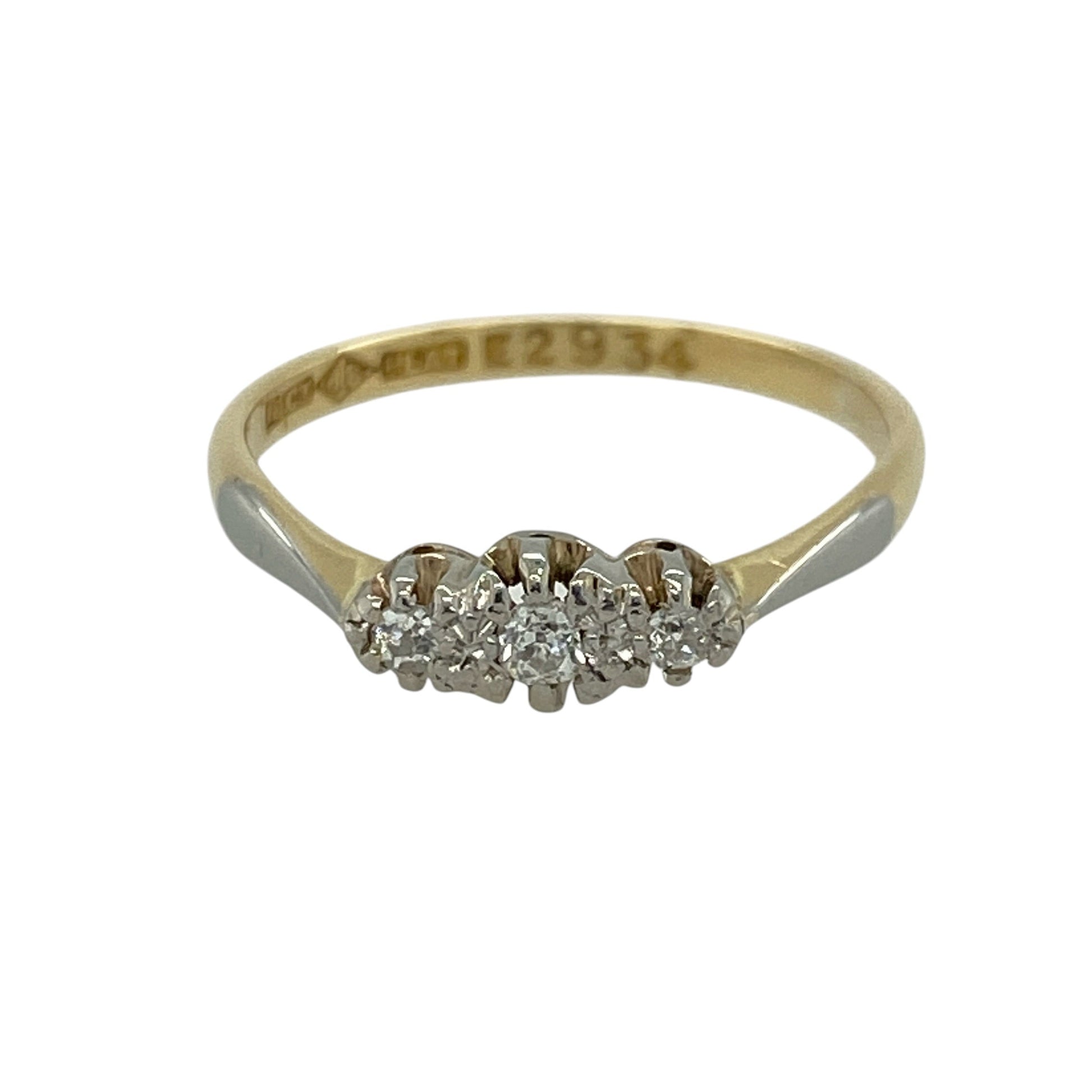 18ct Gold & Platinum Diamond Set Trilogy Ring