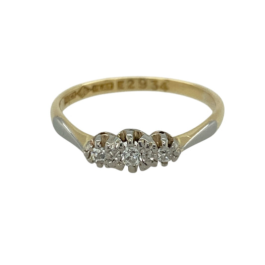 18ct Gold & Platinum Diamond Set Trilogy Ring