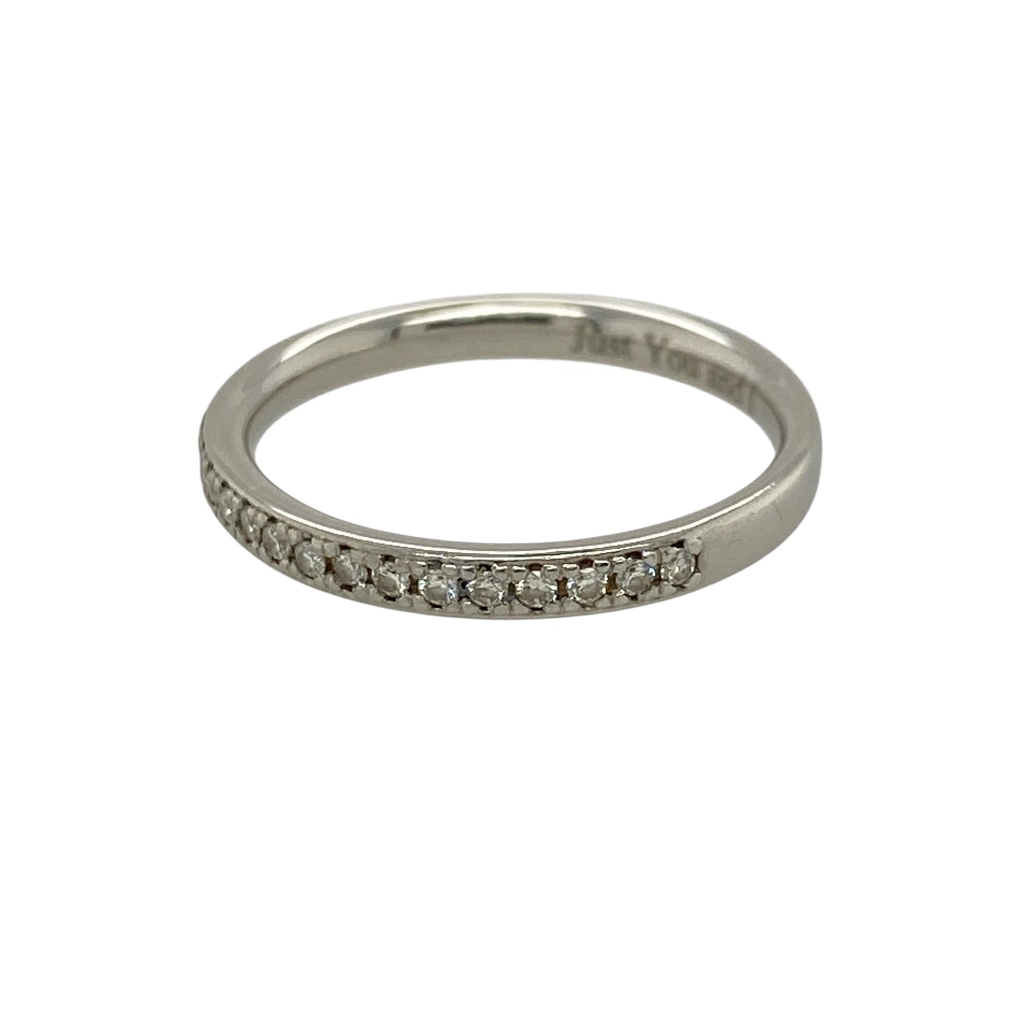 Add timeless sophistication to your jewellery collection with this pre-owned platinum diamond set band ring, featuring a sleek and elegant design—perfect for everyday wear or special occasions.

Design: The ring features a slim 2mm band set with diamonds, offering a refined and understated sparkle across the surface.
Material: Made from platinum, the naturally bright finish enhances the brilliance of the diamonds while providing a durable and premium feel.