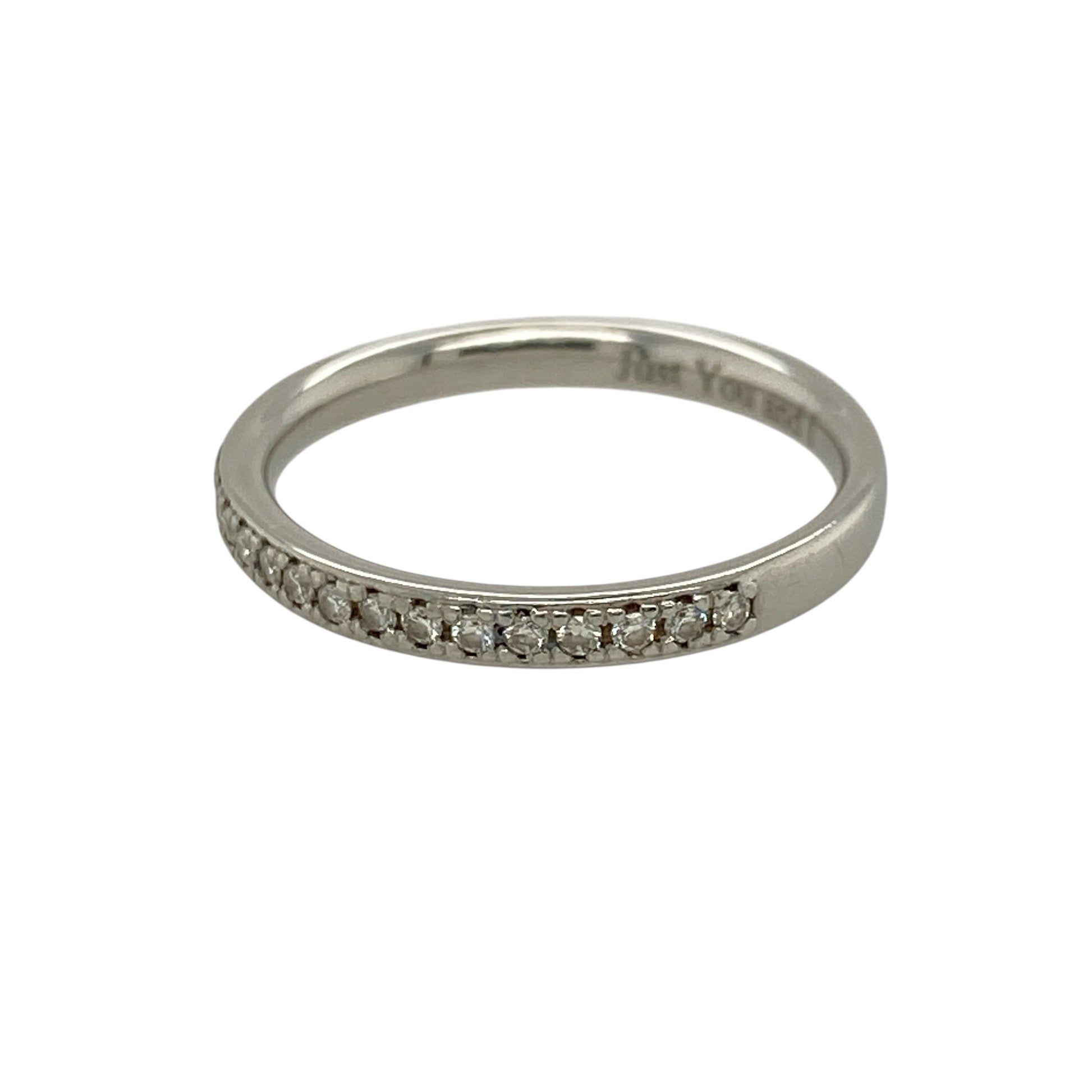 Add timeless sophistication to your jewellery collection with this pre-owned platinum diamond set band ring, featuring a sleek and elegant design—perfect for everyday wear or special occasions.

Design: The ring features a slim 2mm band set with diamonds, offering a refined and understated sparkle across the surface.
Material: Made from platinum, the naturally bright finish enhances the brilliance of the diamonds while providing a durable and premium feel.