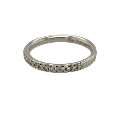 Add timeless sophistication to your jewellery collection with this pre-owned platinum diamond set band ring, featuring a sleek and elegant design—perfect for everyday wear or special occasions.

Design: The ring features a slim 2mm band set with diamonds, offering a refined and understated sparkle across the surface.
Material: Made from platinum, the naturally bright finish enhances the brilliance of the diamonds while providing a durable and premium feel.