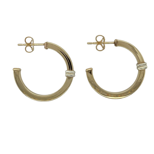9ct Gold Squared Half Hoop Stud Earrings