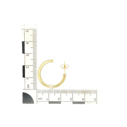 9ct Gold Squared Half Hoop Stud Earrings