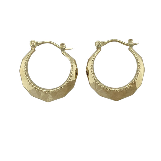 9ct Gold Textured Beaded Hoop Creole Earrings