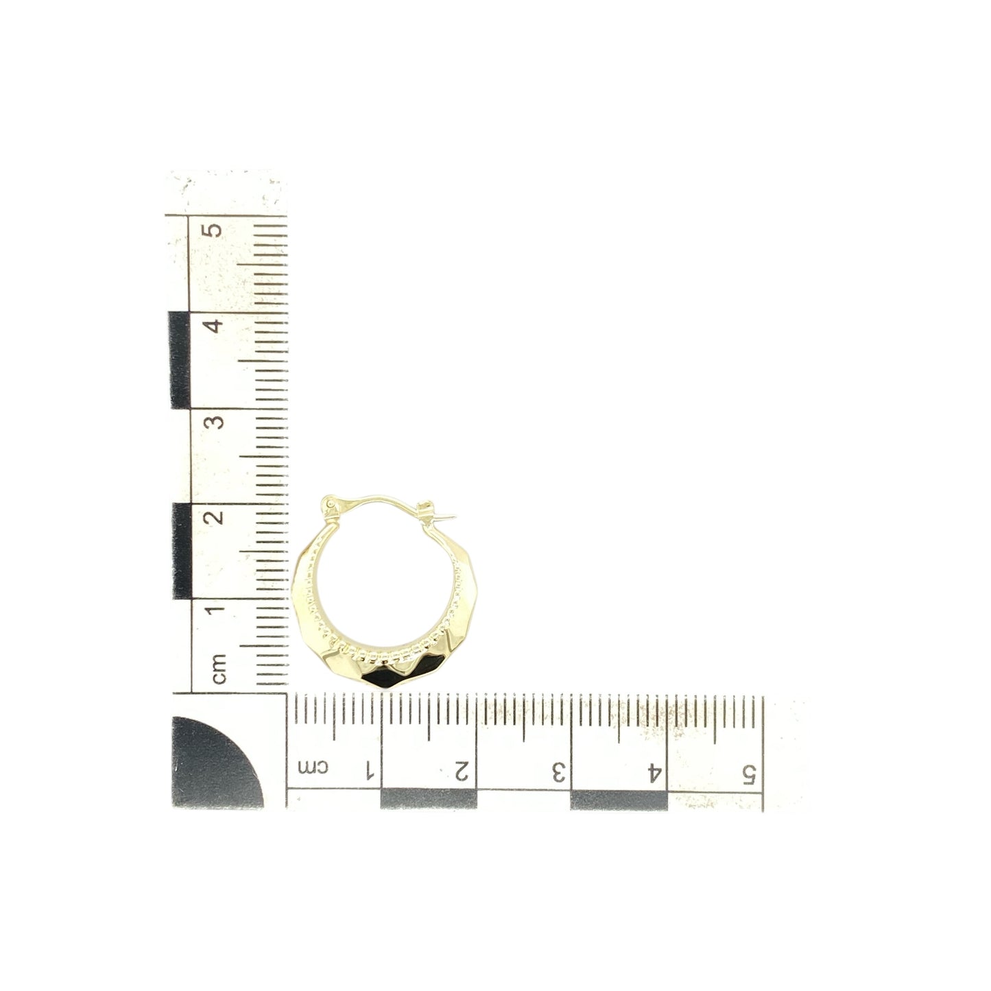 9ct Gold Textured Beaded Hoop Creole Earrings