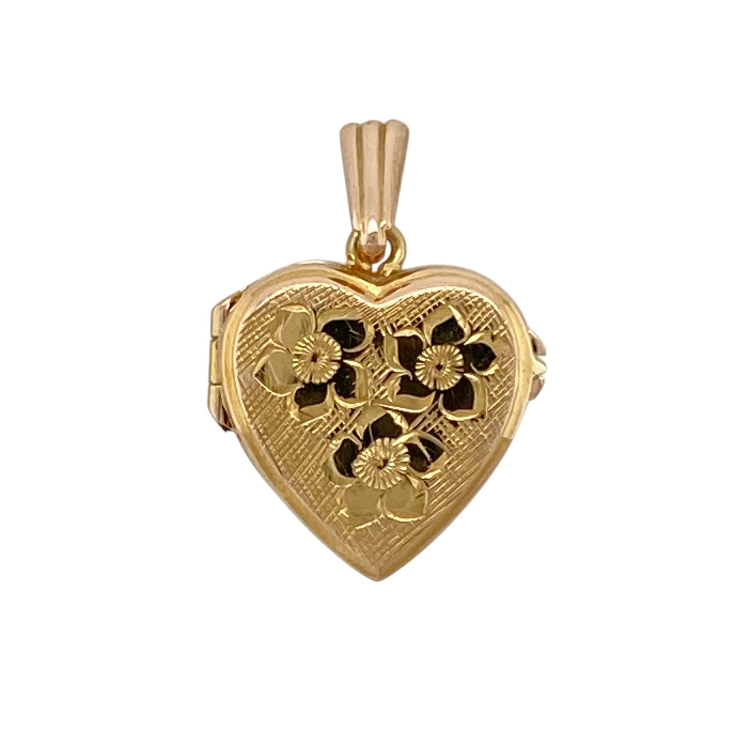9ct Gold Flower Patterned Heart Locket