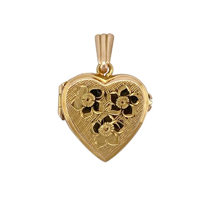 9ct Gold Flower Patterned Heart Locket