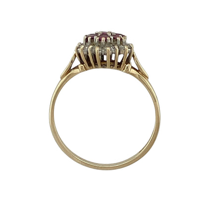 9ct Gold Diamond & Ruby Set Cluster Ring