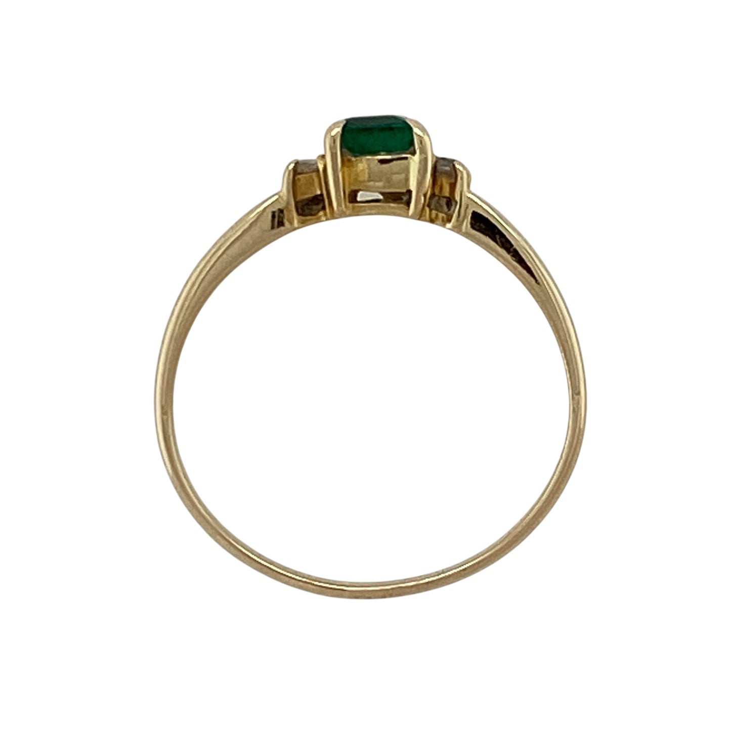 18ct Gold Diamond & Emerald Set Trilogy Ring