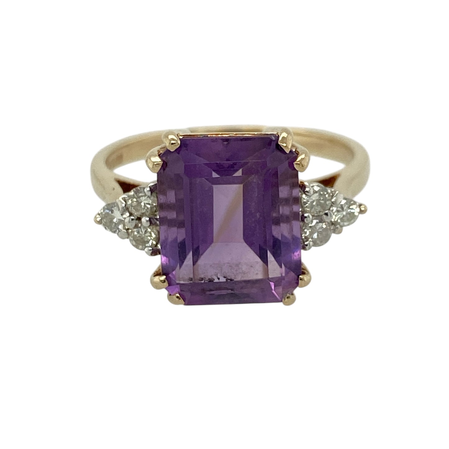 9ct Gold Diamond & Amethyst Set Ring
