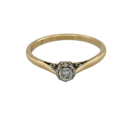 9ct Gold & Diamond Set Solitaire Ring