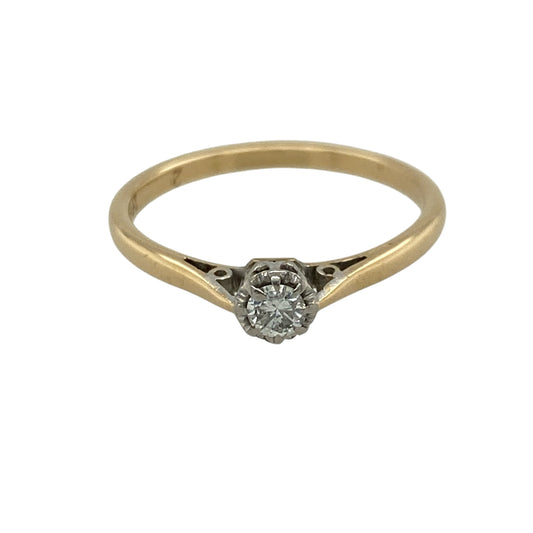 9ct Gold & Diamond Set Solitaire Ring