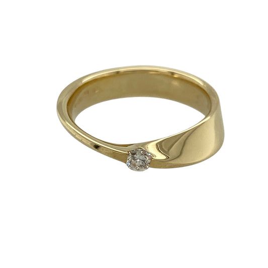18ct Gold & Diamond Set Twist Solitaire Ring