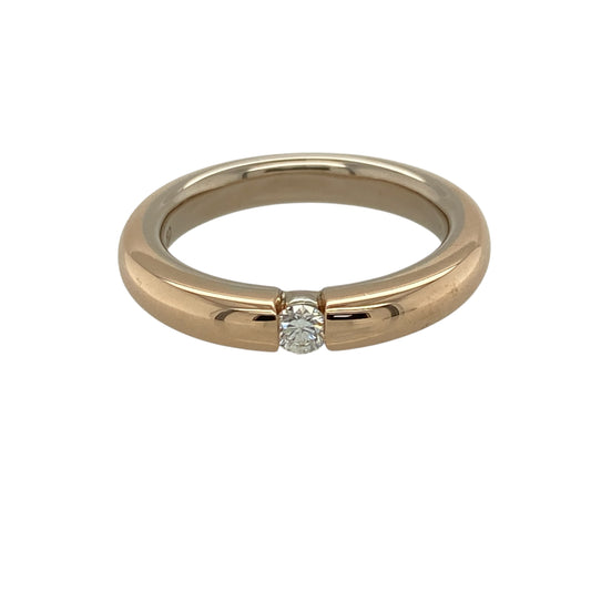 18ct Gold & Diamond Set Solitaire Band Ring