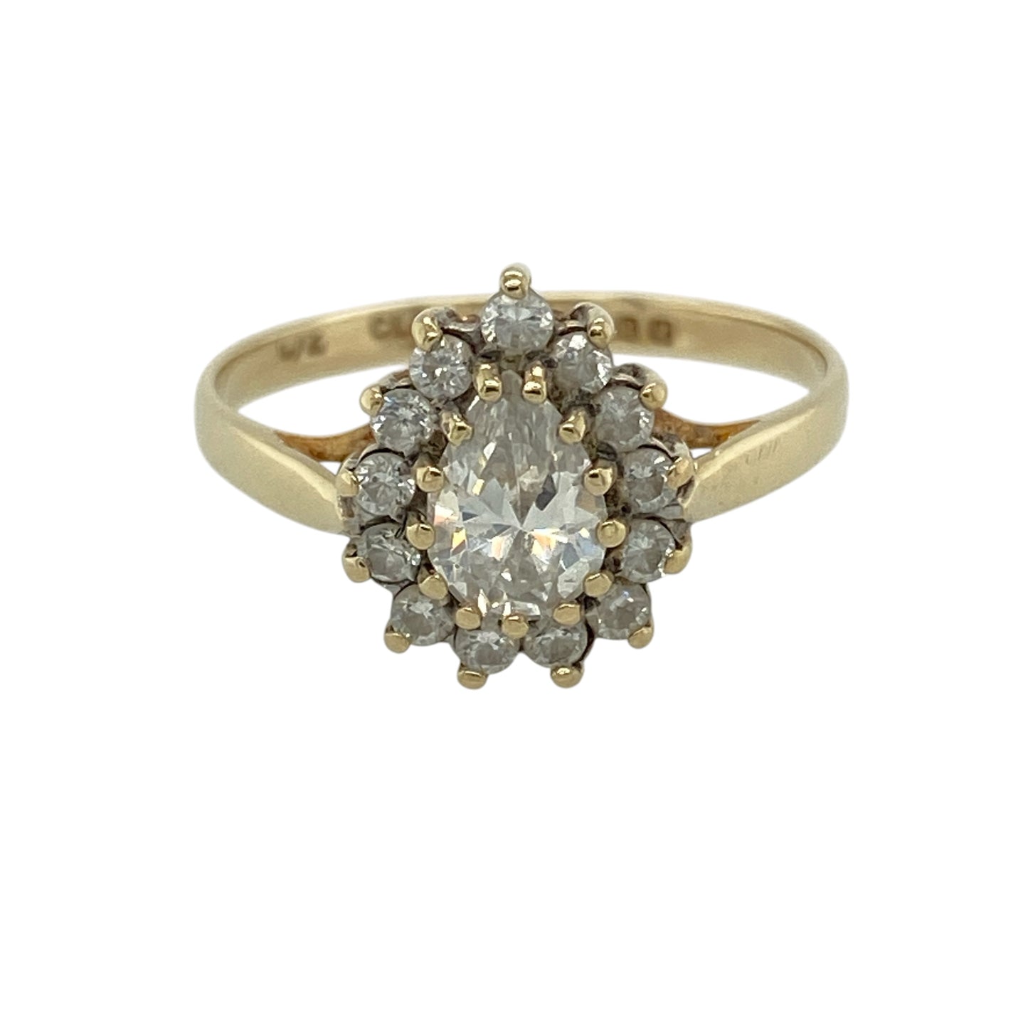9ct Gold & Cubic Zirconia Set Teardrop Cluster Ring