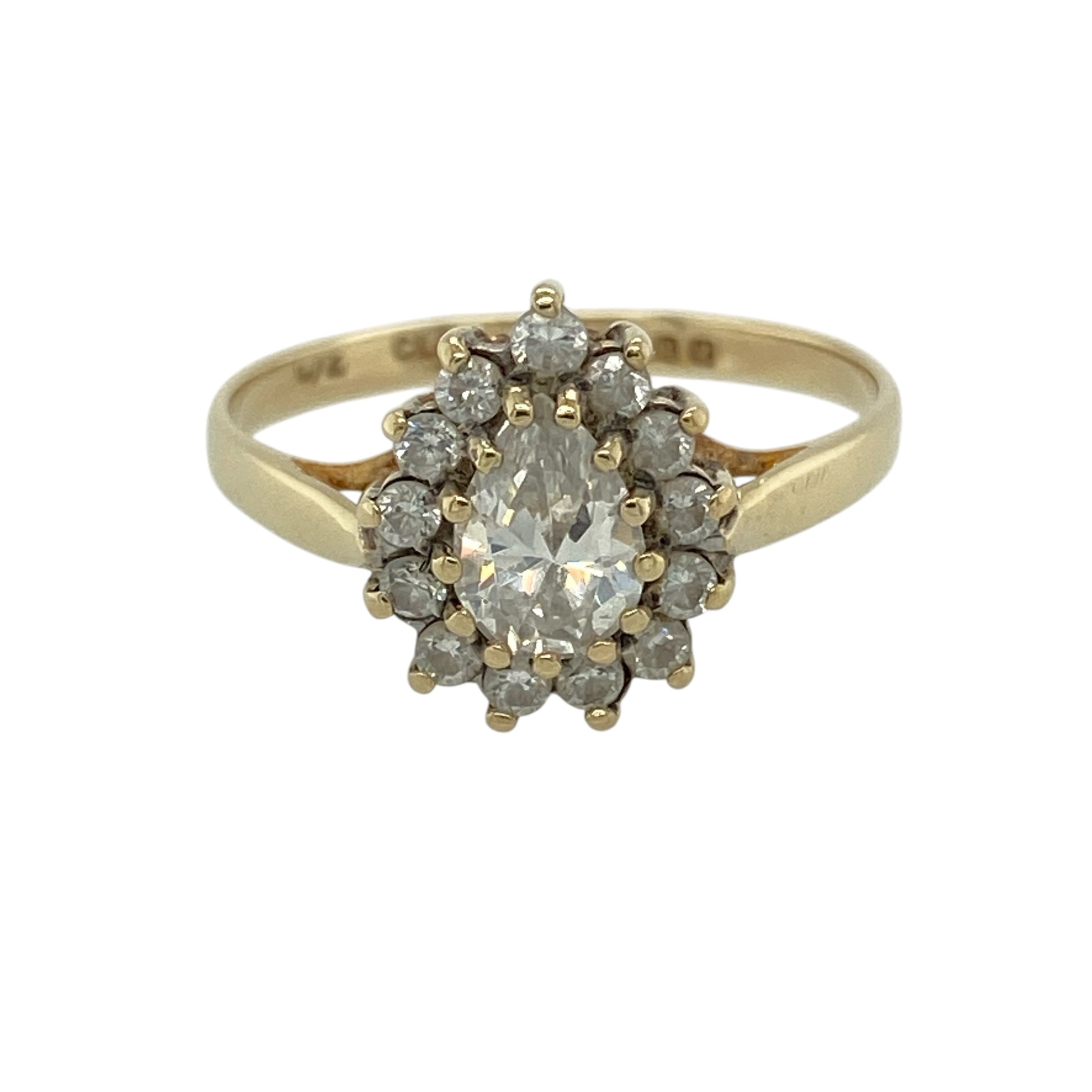 9ct Gold & Cubic Zirconia Set Teardrop Cluster Ring
