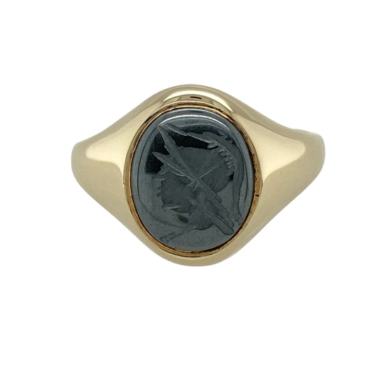 9ct Gold & Hematite Centurion Oval Signet Ring