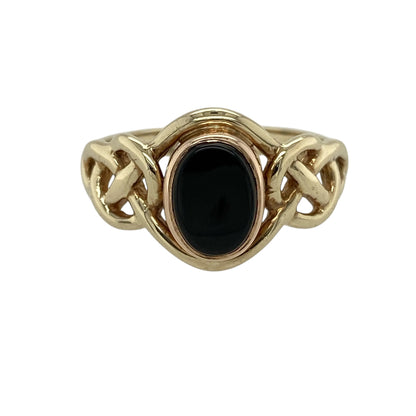 9ct Gold & Onyx Set Clogau Celtic Knot Ring