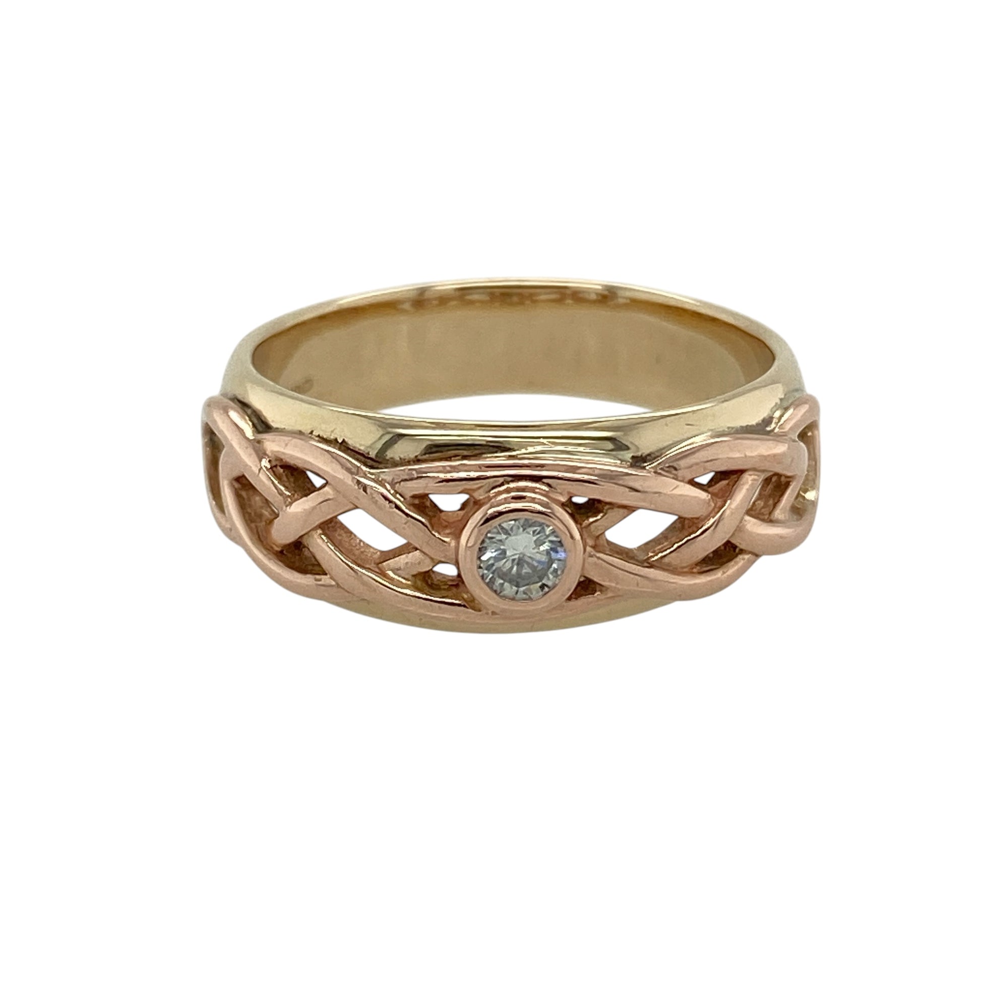 9ct Gold & Diamond Set Clogau Celtic Weave Band Ring