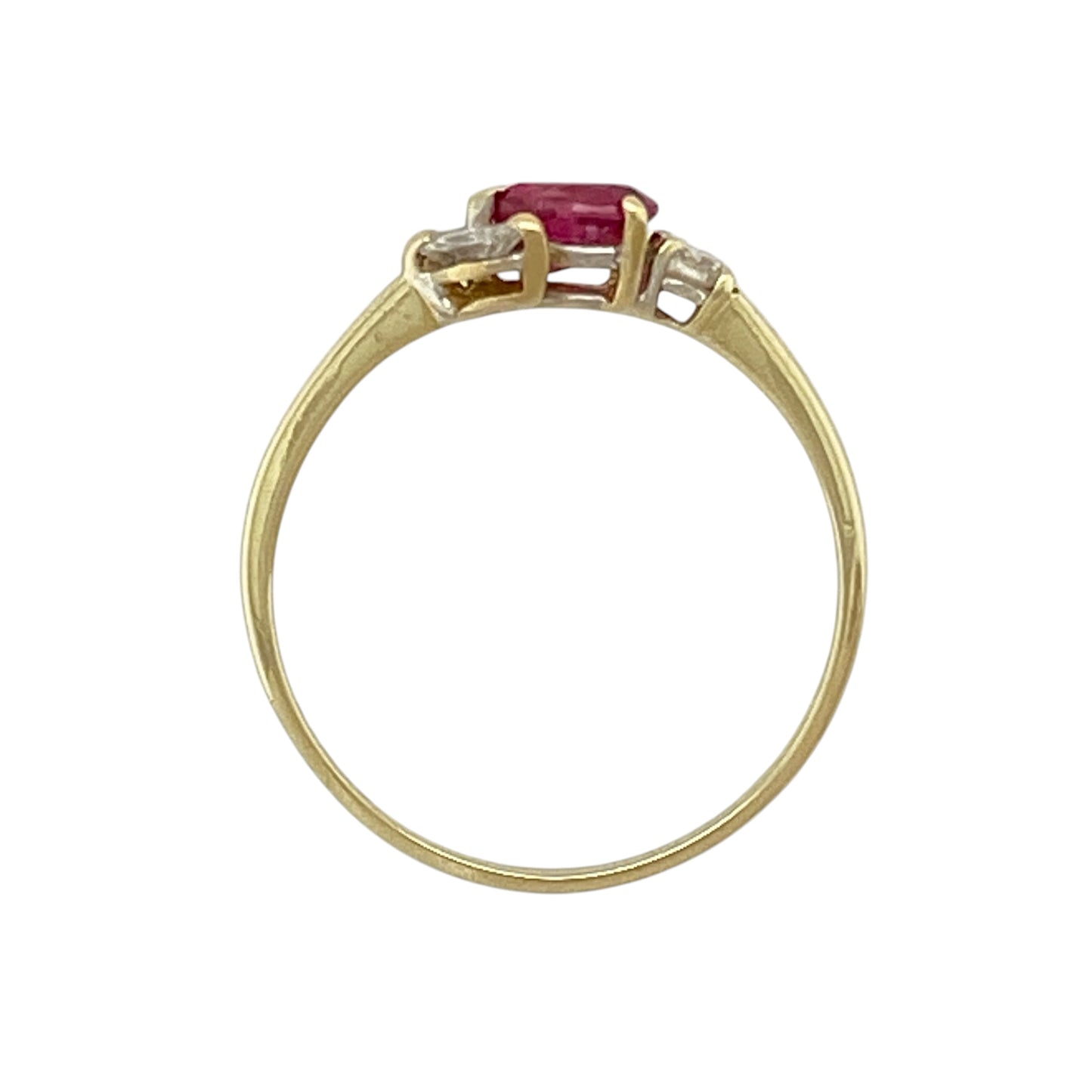18ct Gold Diamond & Ruby Set Leaf Style Ring