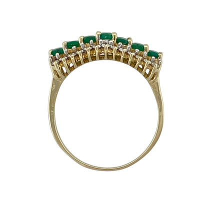 14ct Gold Diamond & Emerald Set Band Ring