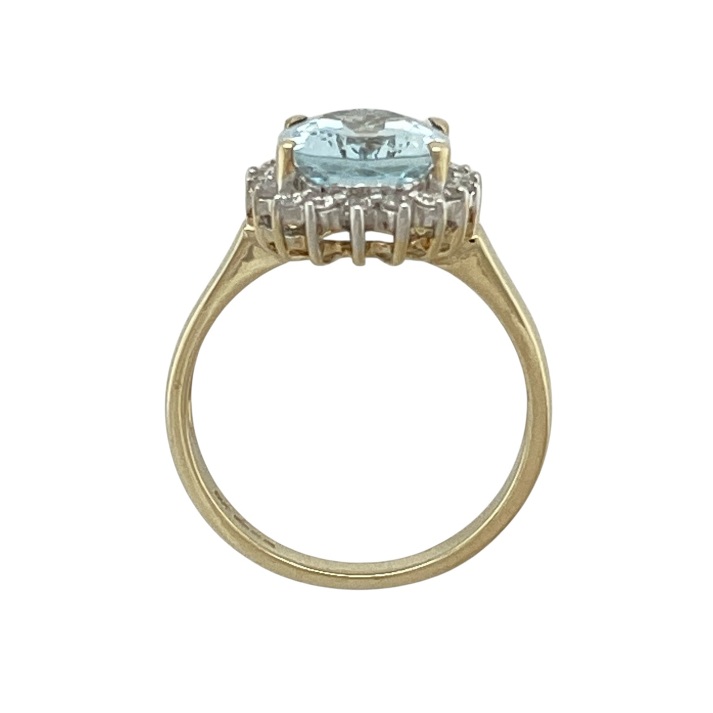 9ct Gold Diamond & Aquamarine Set Cluster Ring