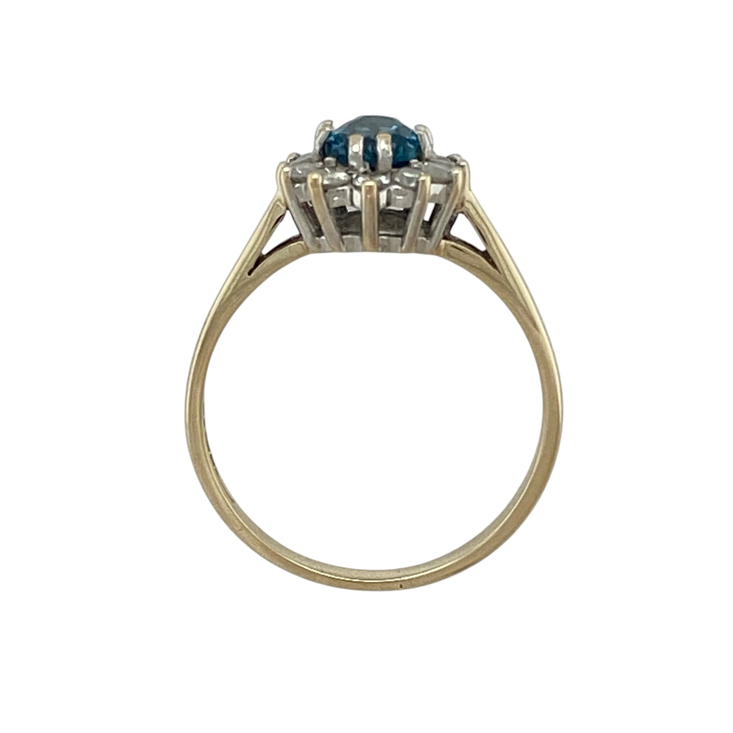 9ct Gold Diamond & Blue Topaz Set Cluster Ring