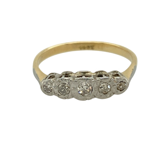 18ct Gold & Diamond Set Five Stone Ring
