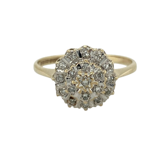 9ct Gold & Diamond Set Cluster Ring