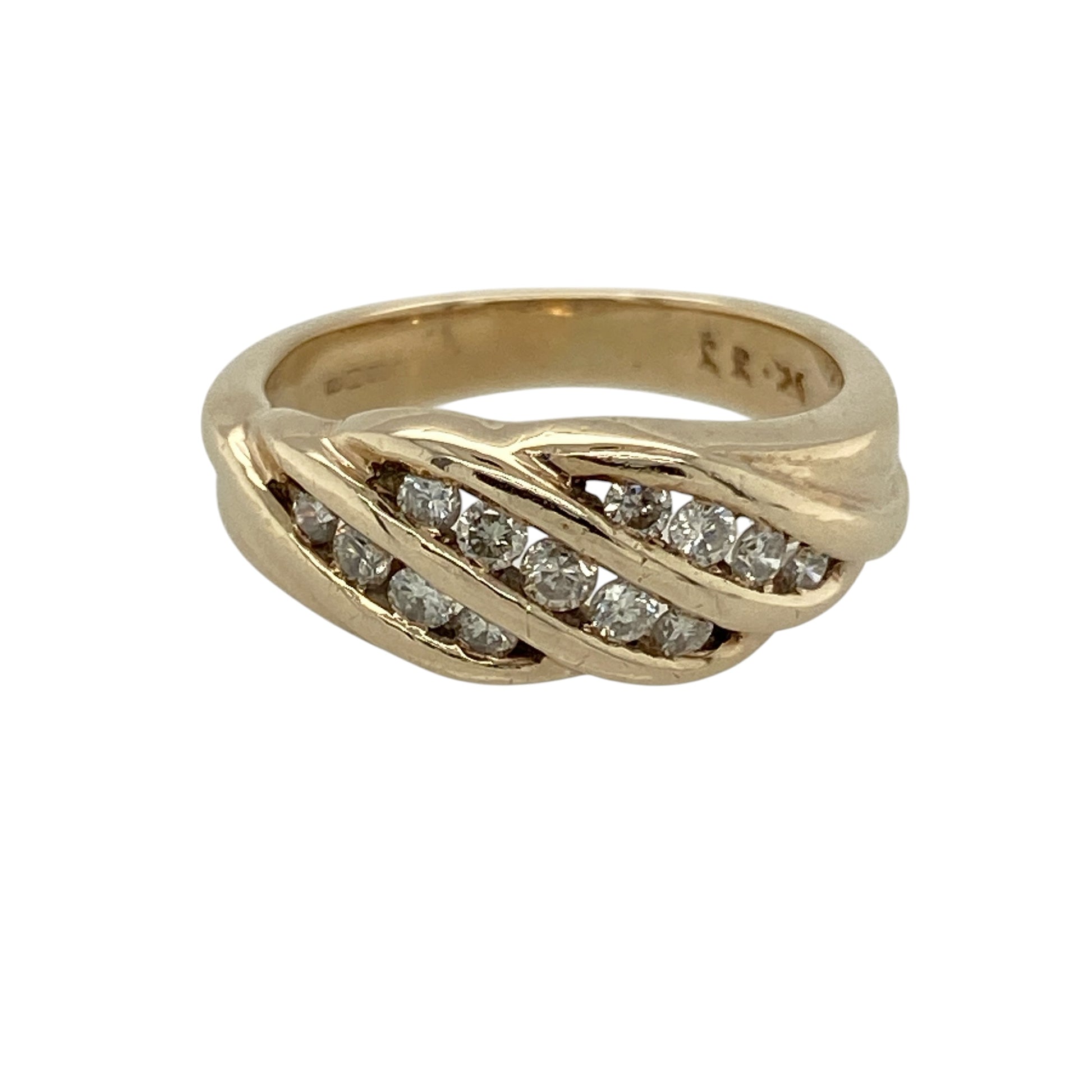 9ct Gold & Diamond Set Twist Band Ring