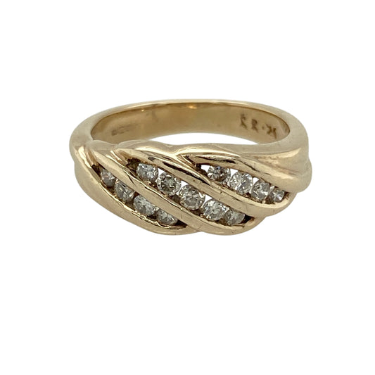 9ct Gold & Diamond Set Twist Band Ring