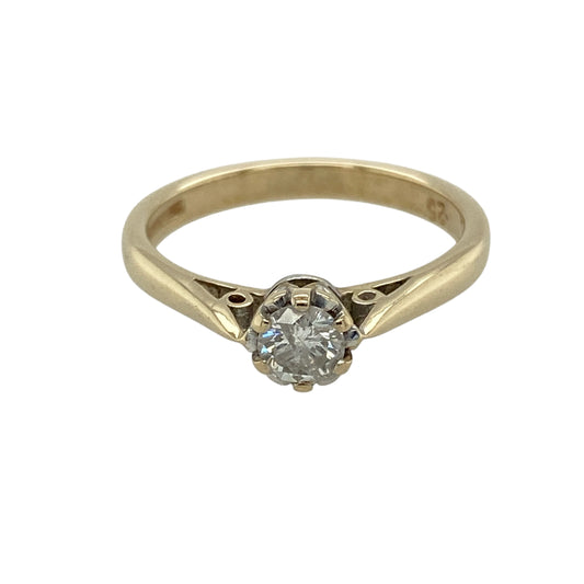 9ct Gold & Diamond Set Solitaire Ring